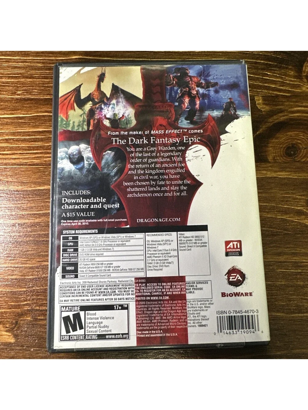 Dragon Age: Origins (PC DVD-ROM, 2009 w/ Manual & Product Key)